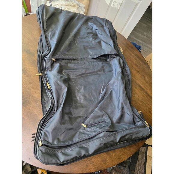 Verdi Tweed & Leather Folding 2-Suiter Garment Bag with Shoulder Strap - Picture 5 of 13